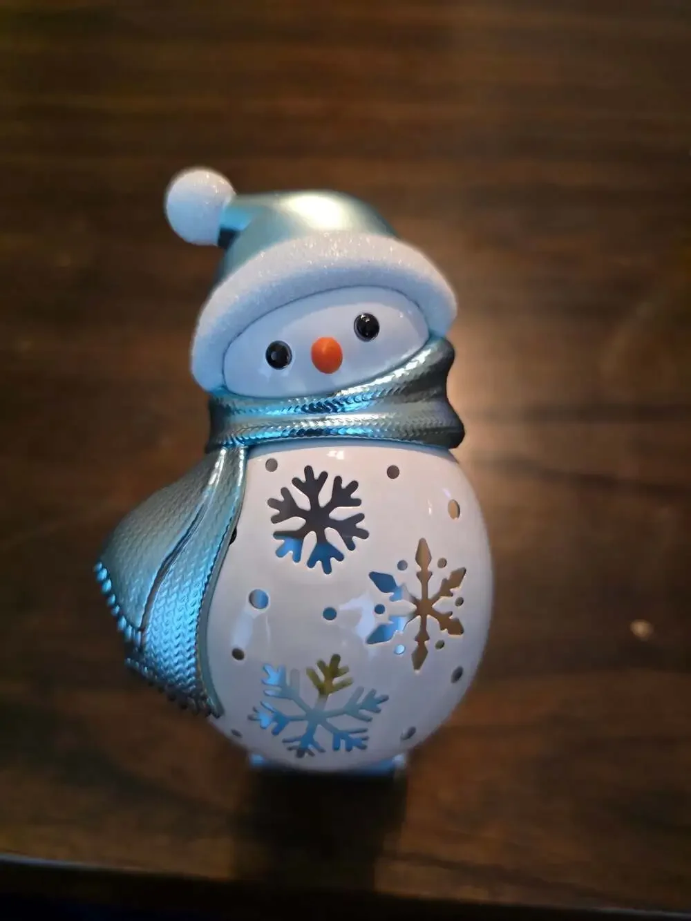 BBW Snowman Blue Scarf Hat Light-Up Wallflower Fragrance Plug